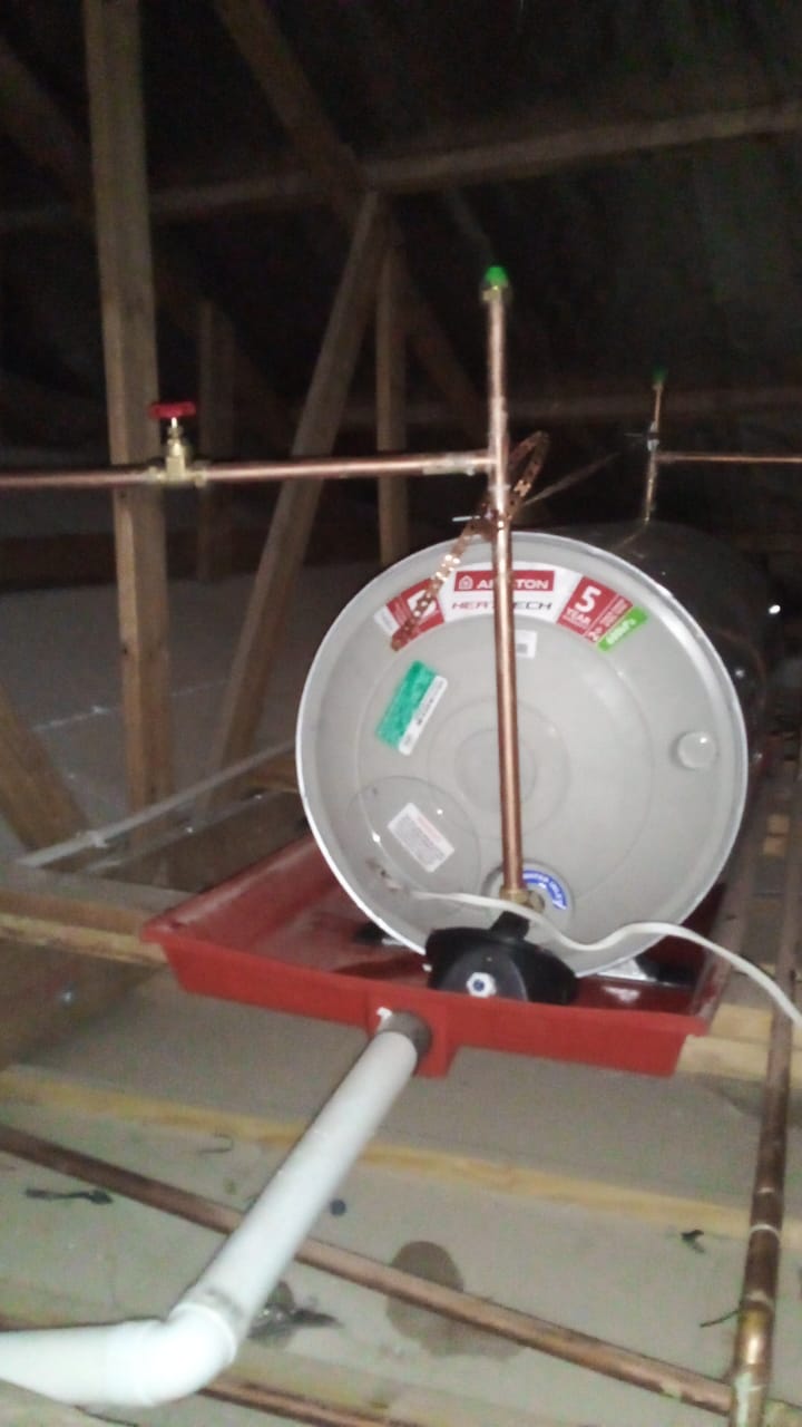 Attic copper pipeline and geyser integration