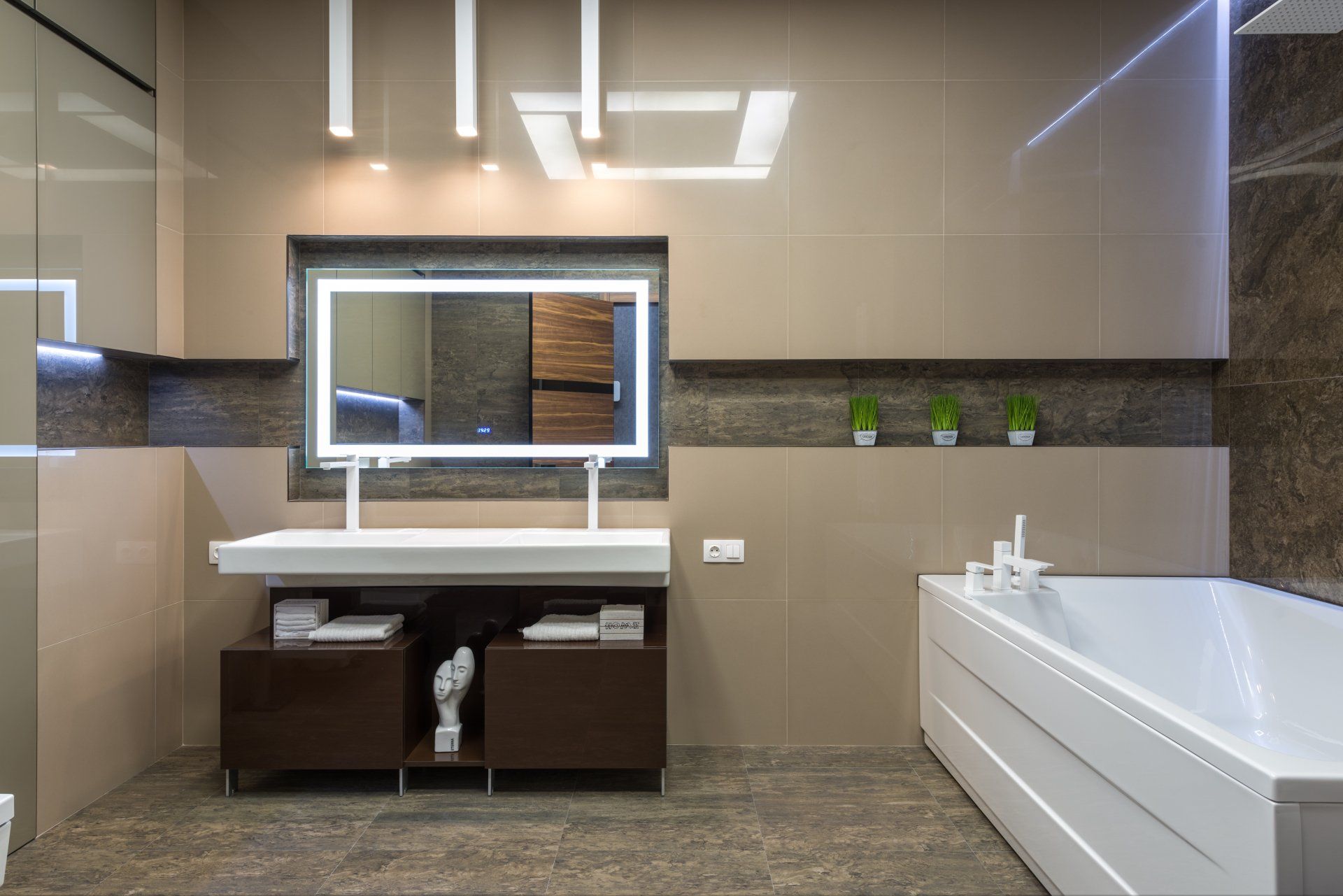 Luxury bathroom plumbing and shower layout